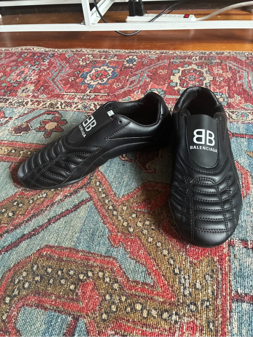 Balenciaga Black Quilted Slip-On Leather Sneakers